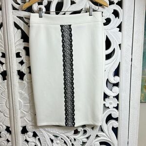 Soho Apparel Ltd. Cream Skirt With Black Lace Detail Size 8